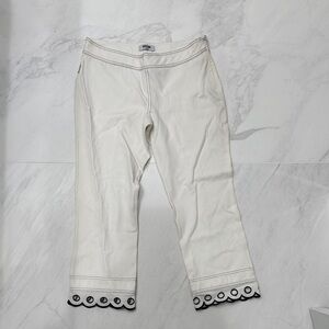 Vintage Moschino White Cropped Pants with Black Trim